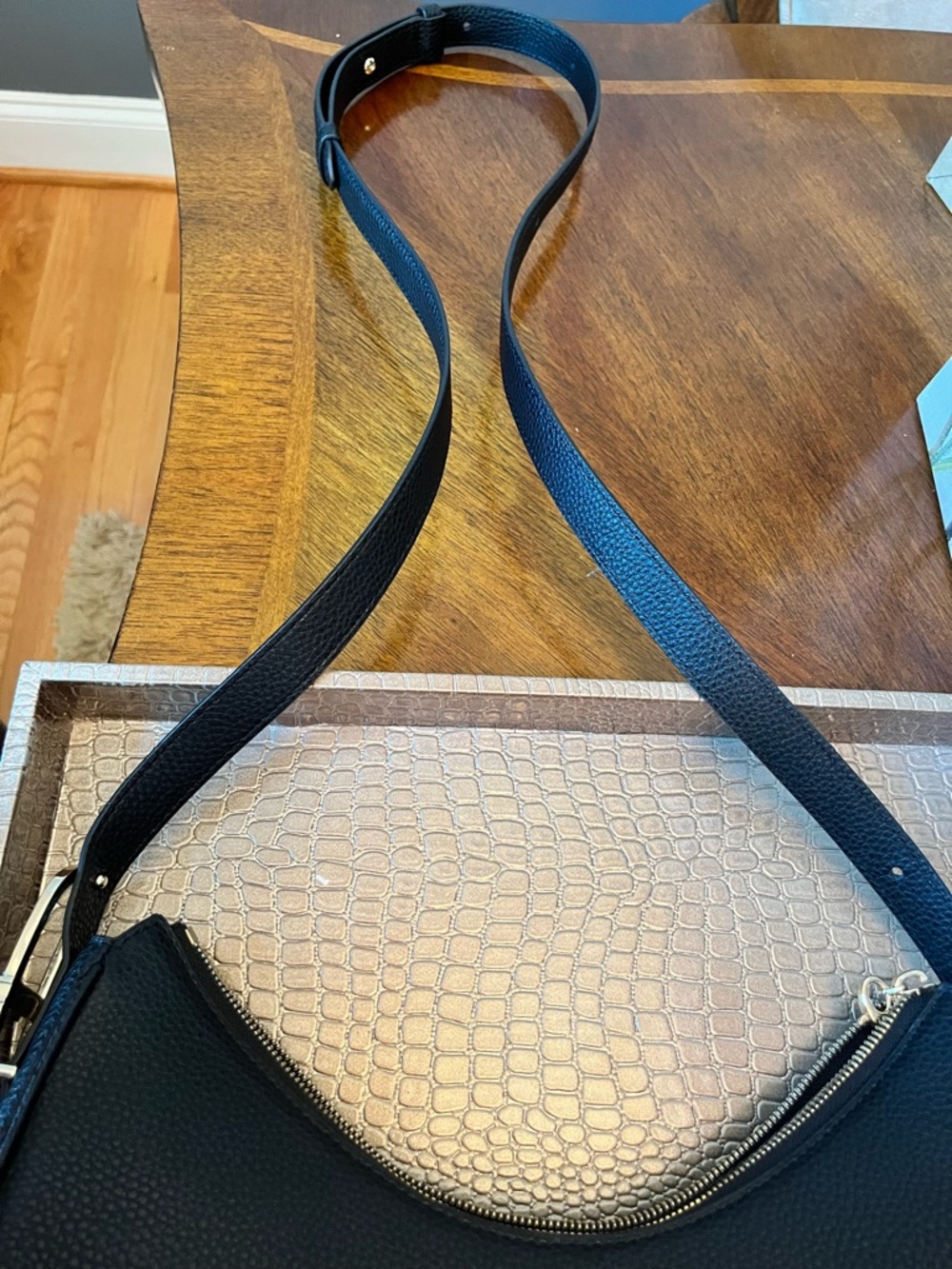 Furla MiaLuna Black Pebbled Leather Crescent Crossbody Bag w/Gold Hardware- NWOT - Picture 9 of 17